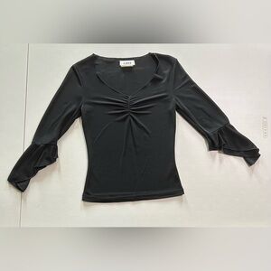 A. Byer Elegant Black Ruched Blouse
